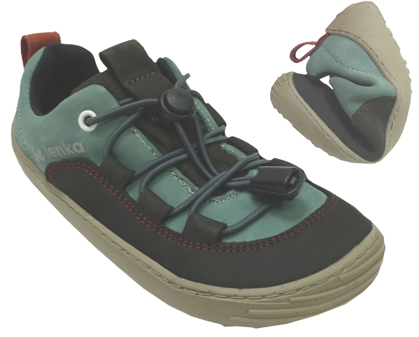 Sportlicher Halbschuh / Barfußschuhe mit Elastikschnürung XPLORER in Sage Green von BeLenka