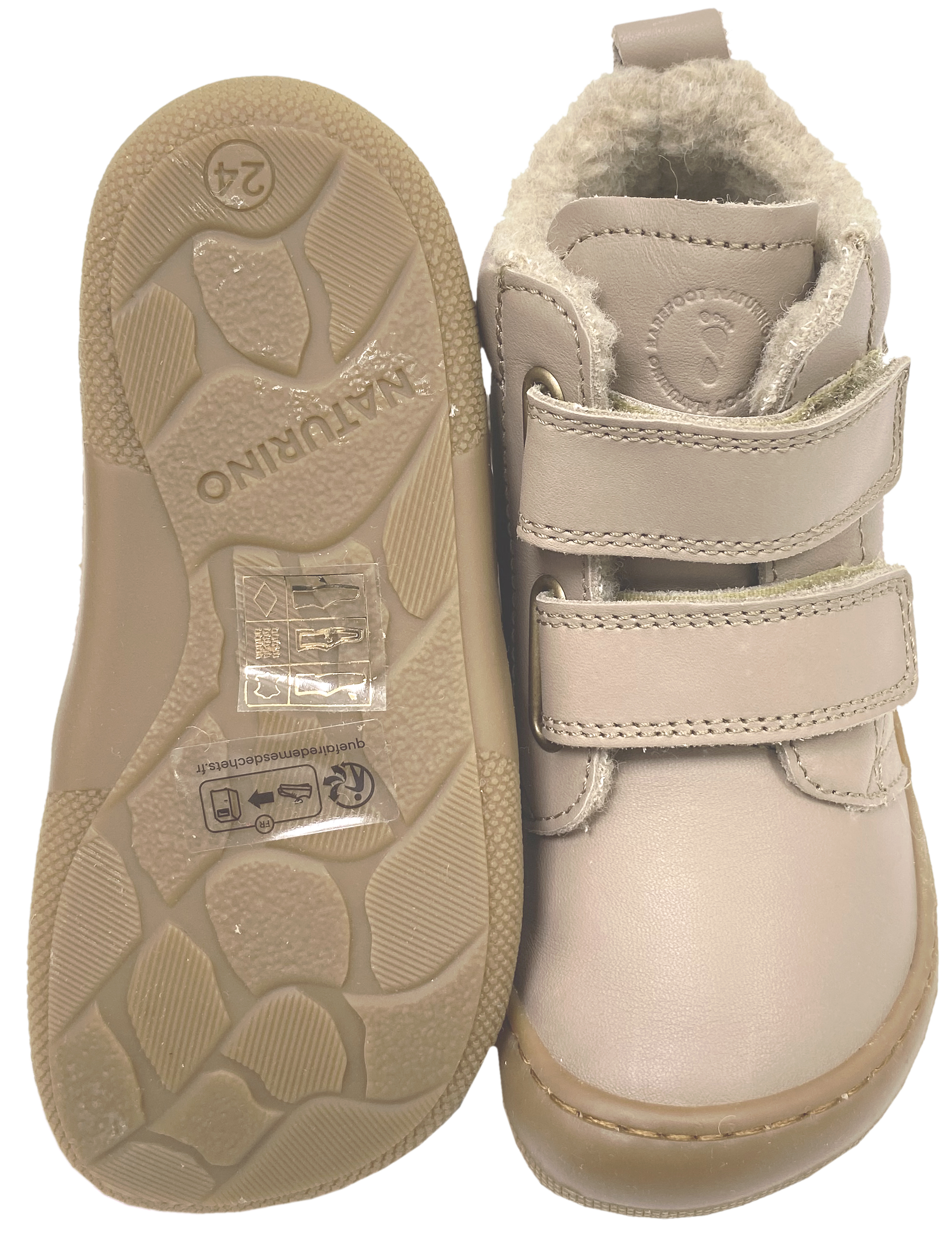Naturino Barfuß Winterstiefel Nappa Leder *WIGGHI* m. Wollfutter in Taupe / Beige