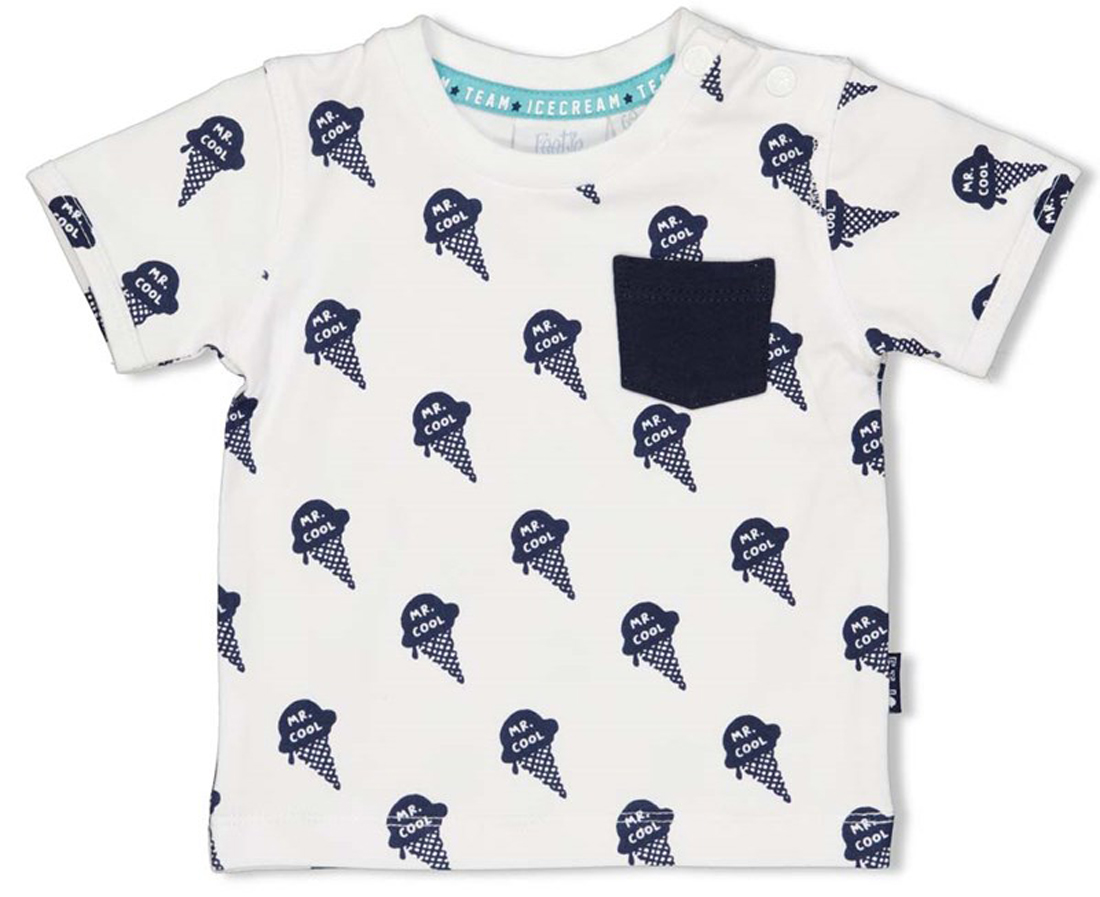 Feetje T-Shirt aus Bio BW Jersey in Weiß, Alloverprint Mr.Cool v Team Icecream 0596