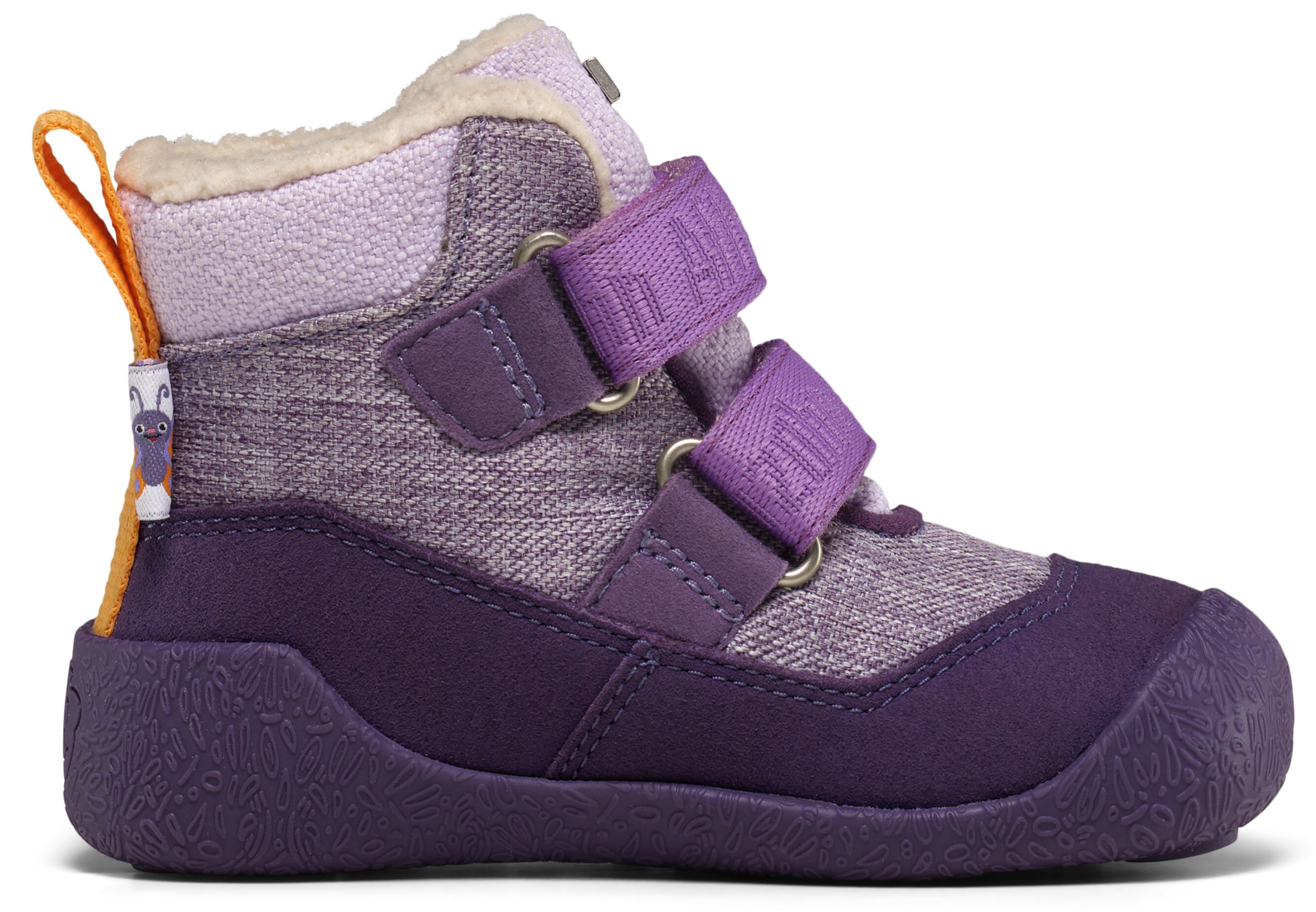 Veganer Midboot  SNUGGY mit Winterfutter von AFFENZAHN in Purple Motiv Butterfly