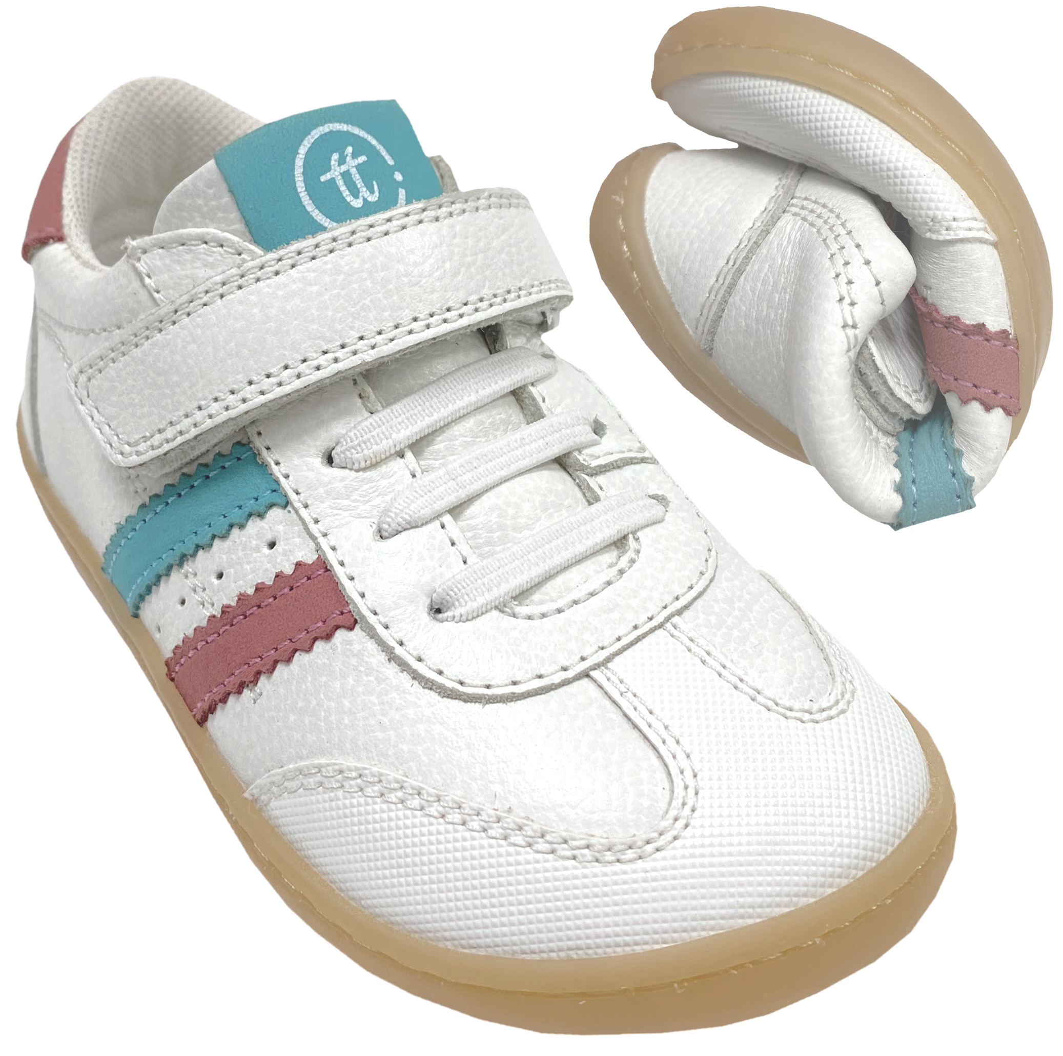 Barfuß-Sneaker, Non-Marking Sohle, Weiß/ Türkis / Pink von CHETTO Barefoot