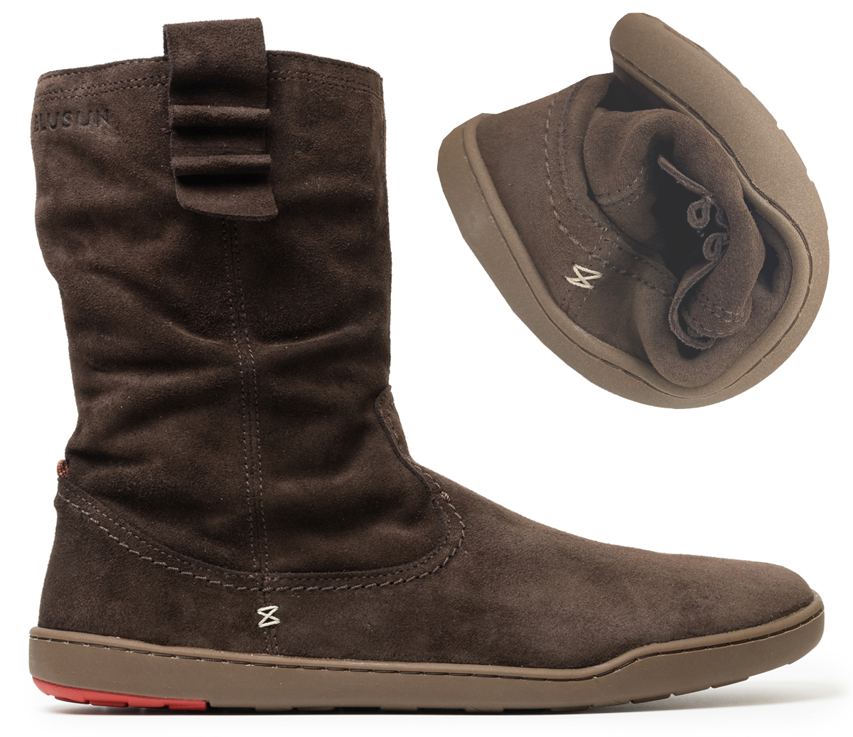 Barfußstiefel aus Veloursleder mit leichtem Wollfutter in Schwarz von BLUSUN BLSN-400W Brown