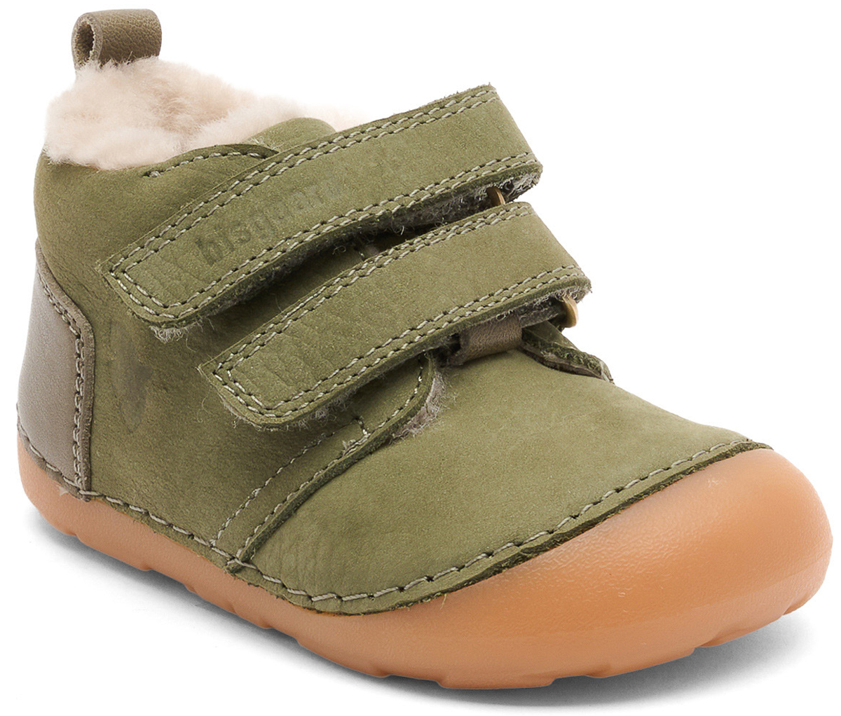 Knautschige Leder Barfußschuhe mit Lammwolle gefüttert CARTER Lamb in Sage Grün von BISGAARD 24113