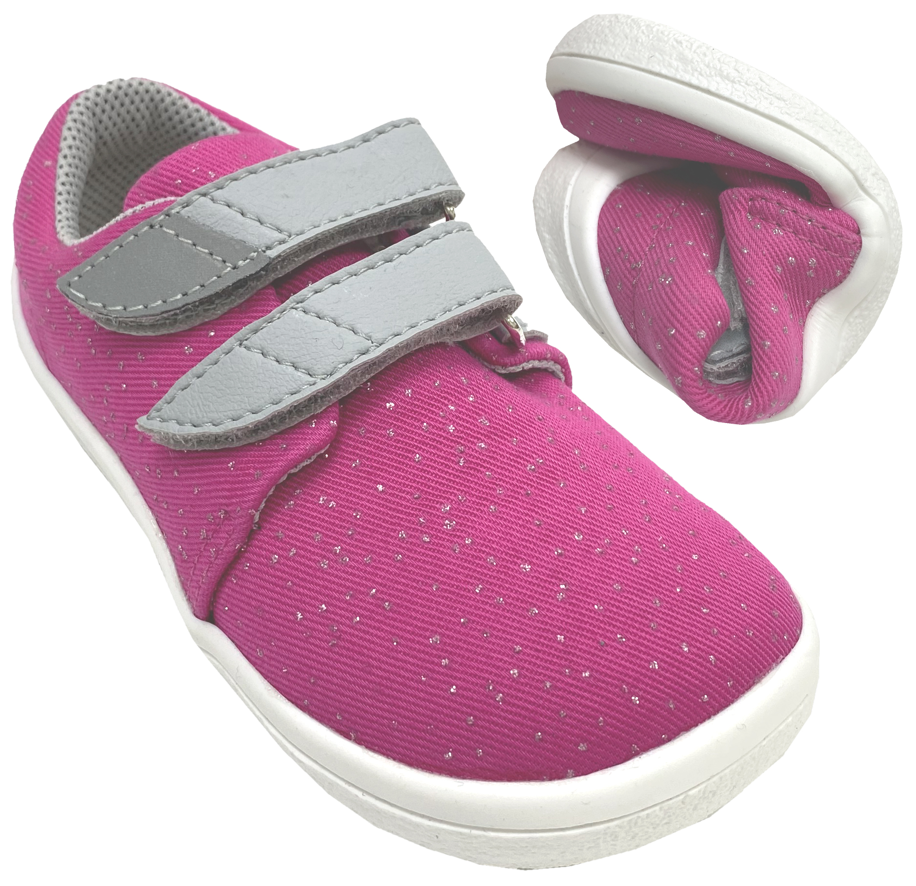 Leichte & super flexible Textil Schuhe mit Mesh innen, Barfußschuhe von BEDA Modell Pink Shine