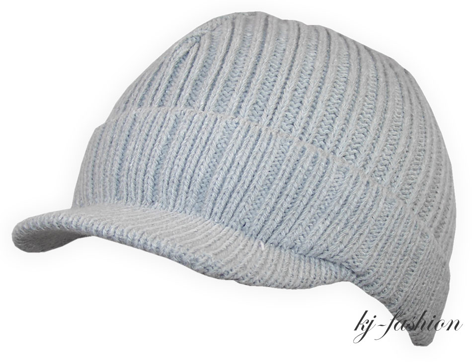 Strickmütze / Schirmmütze Rippstrick in Hellgrau von DÖLL Modell: 760700230-04