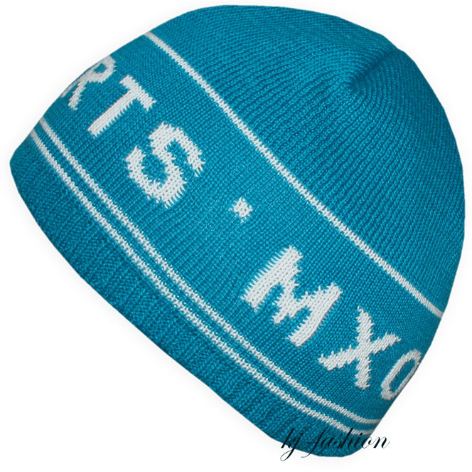 Coole BW Strickmütze doppelt gelegt in Türkis SPORT Schriftzug von MAXIMO Modell 166800