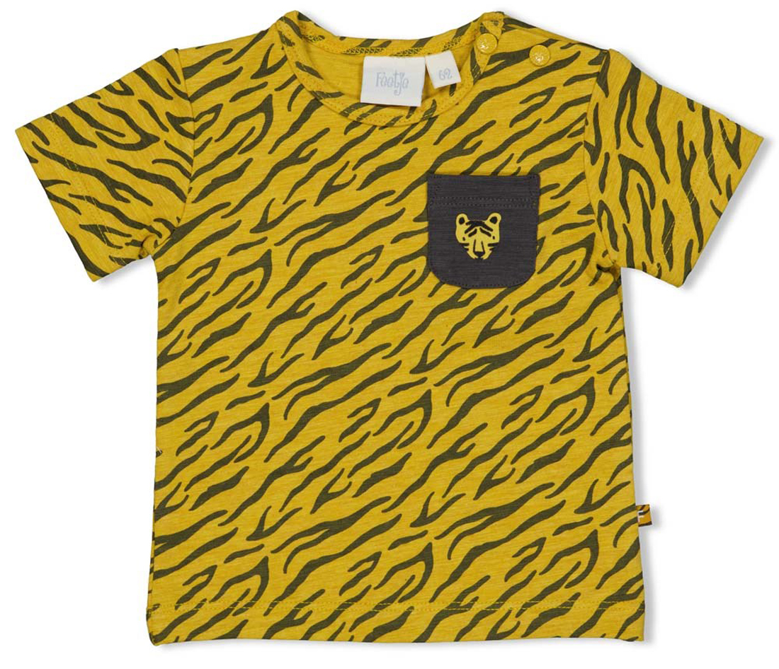 T-Shirt in Ockergelb Tiger Design AOP aus BIO BW Jersey von FEETJE " Go Wild " 0654