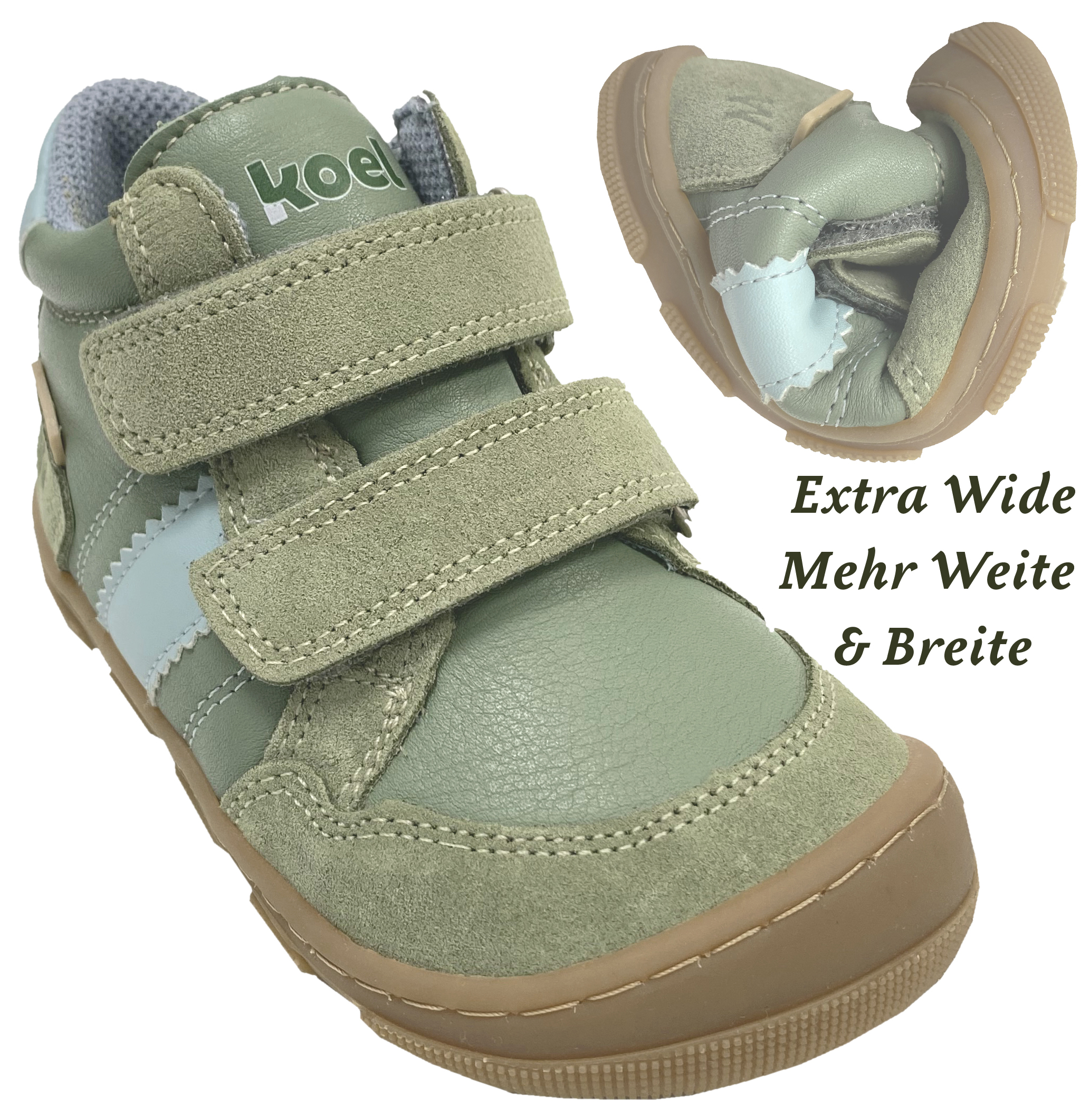 Knöchelhohe Minimalschuhe Leder + TEX Membran KOEL Barefoot * Kabriel 3.0 * Olive