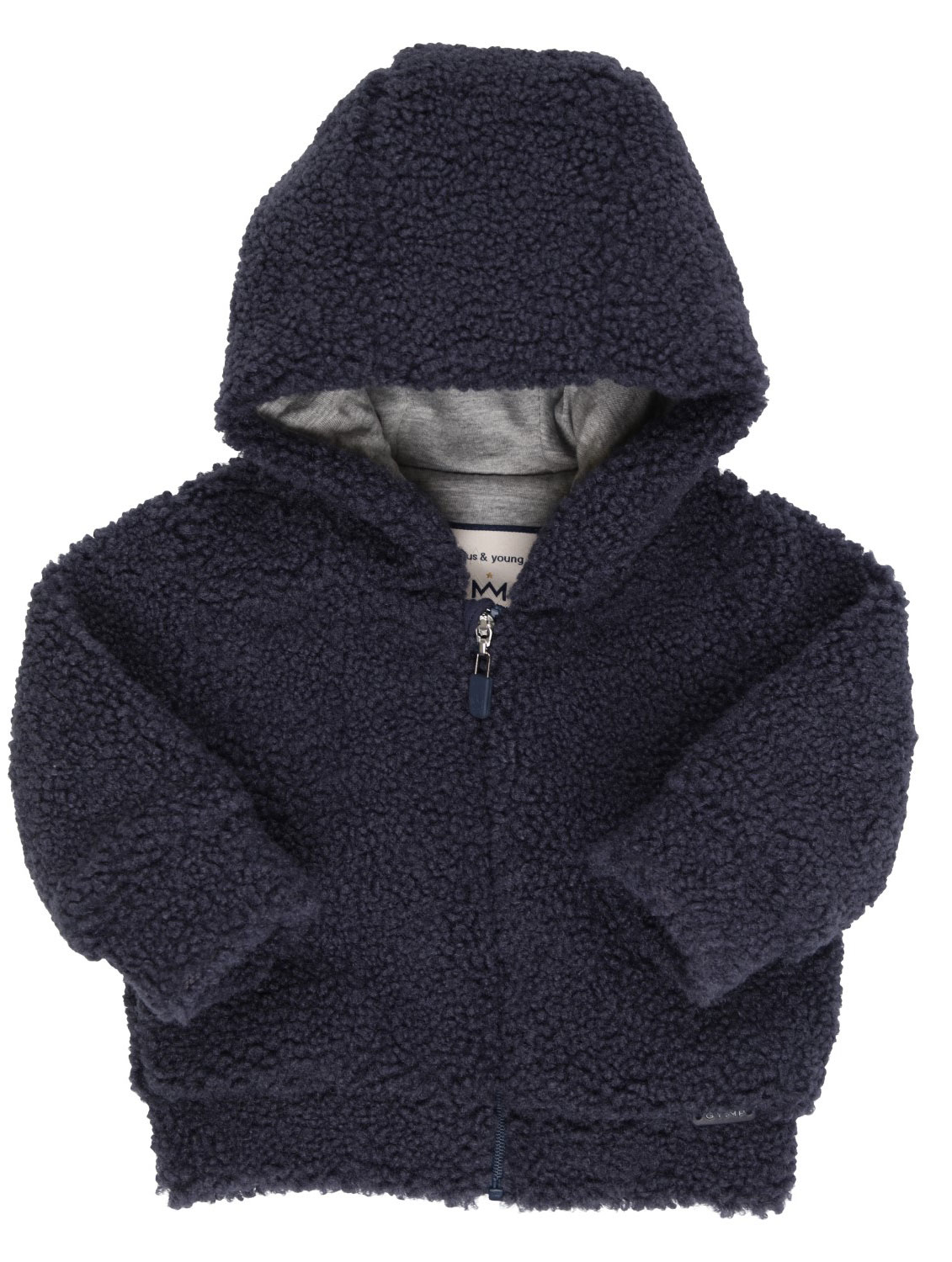 Dicke Teddyplüschjacke in Marine Blau mit Kapuze & BW Futter für Baby`s von GYMP  350-1546