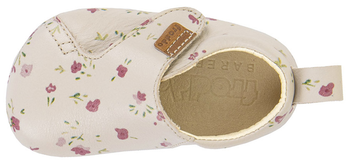 Flache Prewalker Lederschuhe in Beige Flower mit soft- knautschiger Minimalsohle von FRODDO Barefoot G1130020