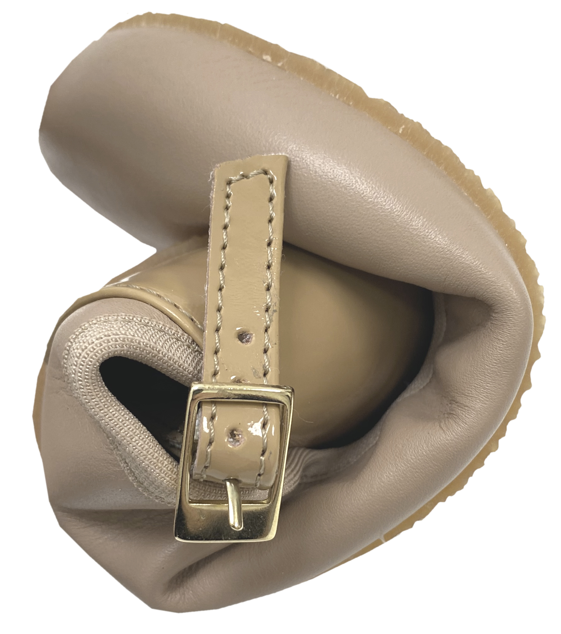 Leder Ballerina 3 mm Krepp Sohle in BEIGE mit Riemchen v. SHAPEN Barefoot *TULIP*