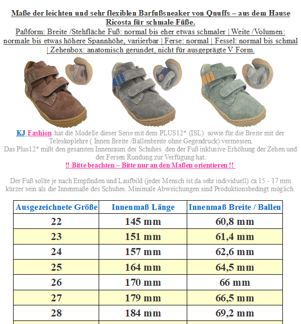 Knöchelhoher Leder Barfußschuh Kaltfutter von QNUFFS by Ricosta *BUCHE * in Grau / Blau 0010132