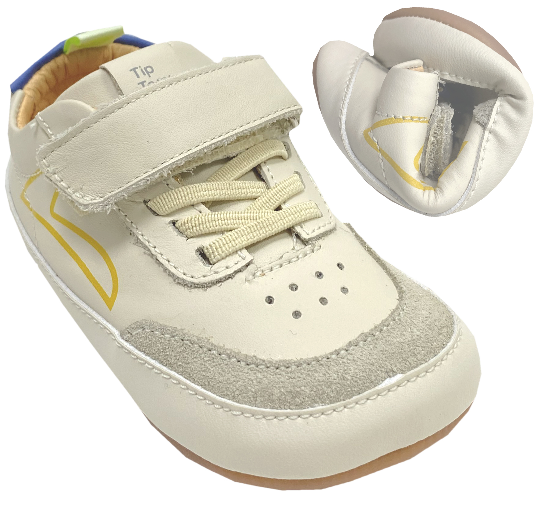 Knautschiger Lederschuh mit Minimalsohle Barfußsneaker *OUTLINE* Beige / Bunt von TIP TOEY JOEY