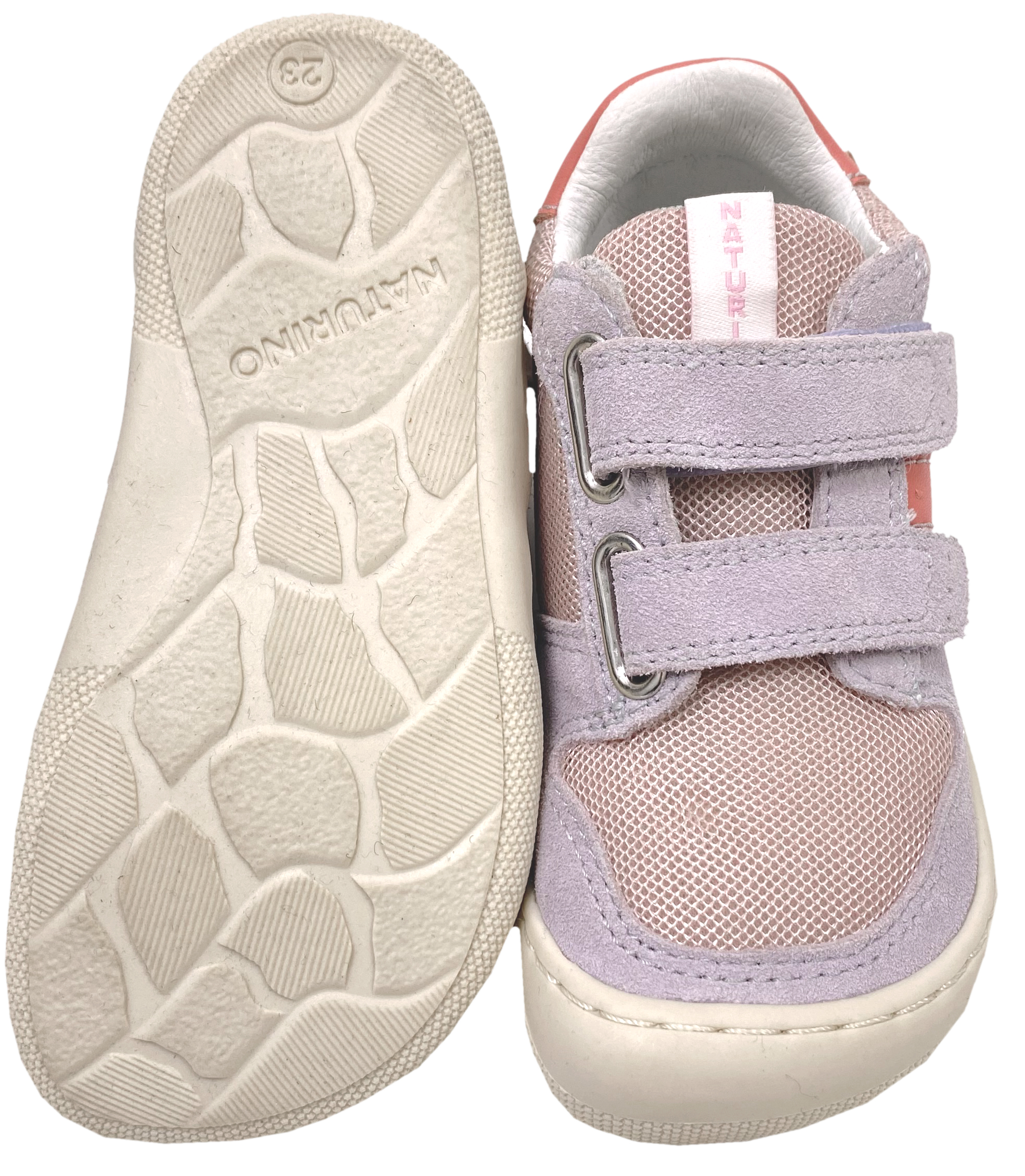 Mid Top Barfußschuhe ELDRYS aus Leder & Mesh knautschig, leicht von NATURINO Barefoot in Flieder/Mentos