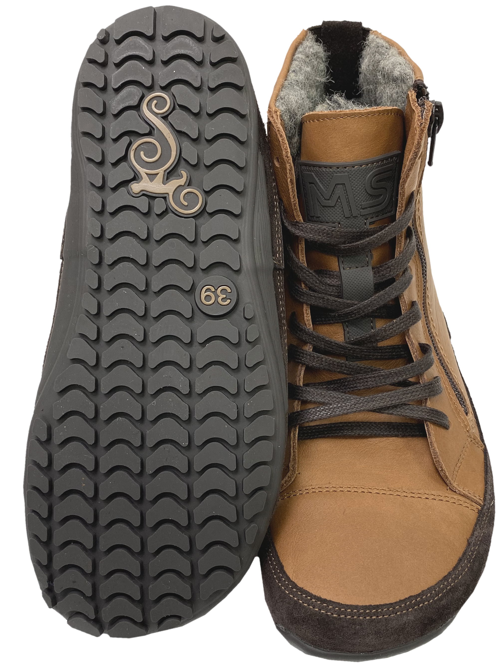 Barfußschuhe für den Winter, Premiumleder & Wollfutter ALASKAN Buffalo Carmel MAGICAL Shoes