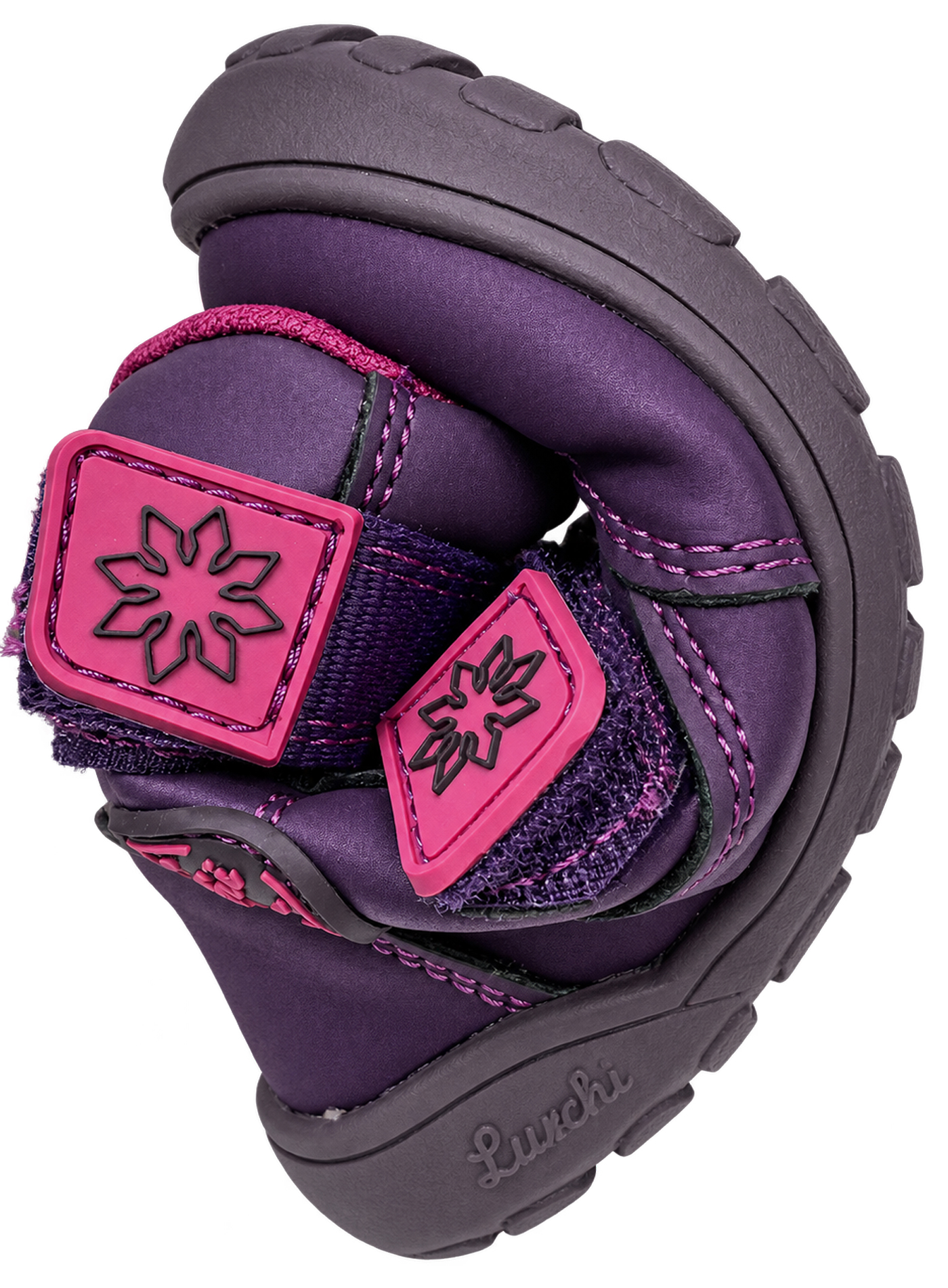 Gefütterte Minimalschuhe Doppelklett, PU Mesh & TEX Membran *LURCHI Barefoot Jessy * in Purple Berry