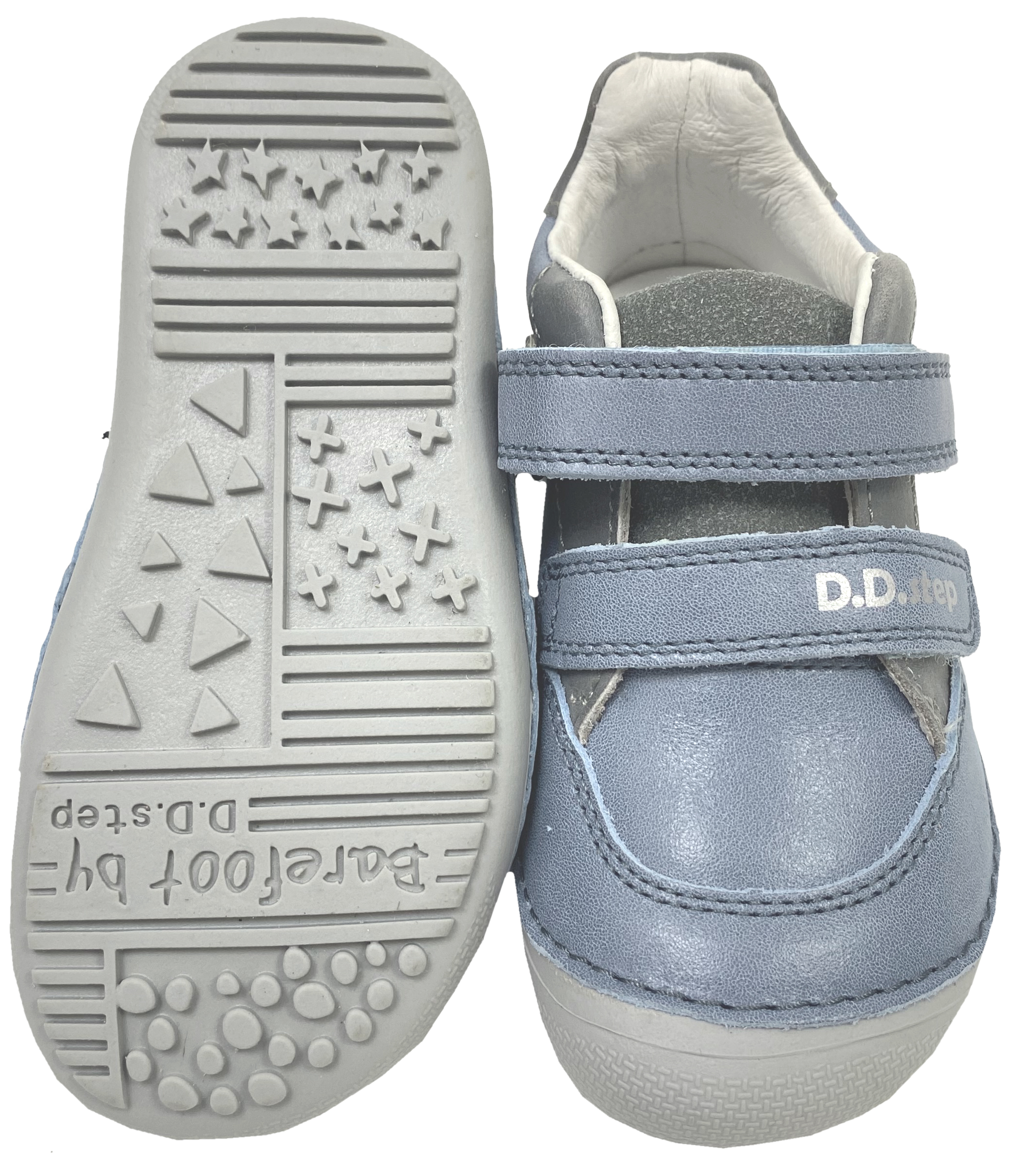 Knautschige Leder Sneaker / Minimalschuhe von D.D.Step Barefoot in Aero Blue Gamer Stick