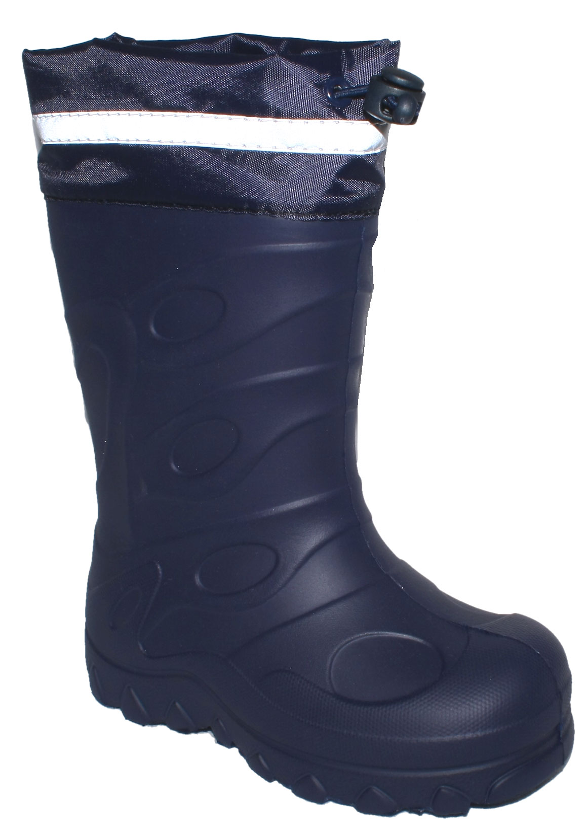 Super leichte Thermo Gummistiefel aus EVA, mit Warmfutter, Reflex Streifen in Marine von BECK 843