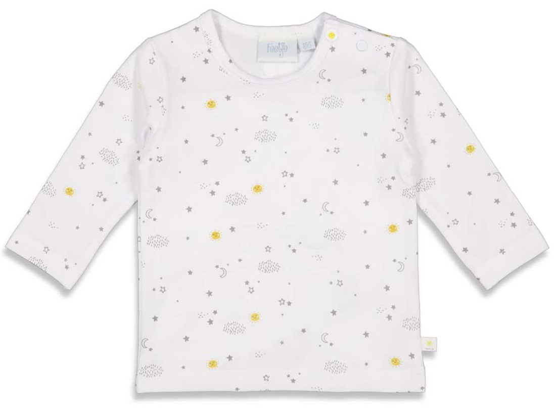 Longsleeve Bio BW in Weiß mit Sonne, Mond und Sternen AOP von FEETJE Sunny Mood 1651