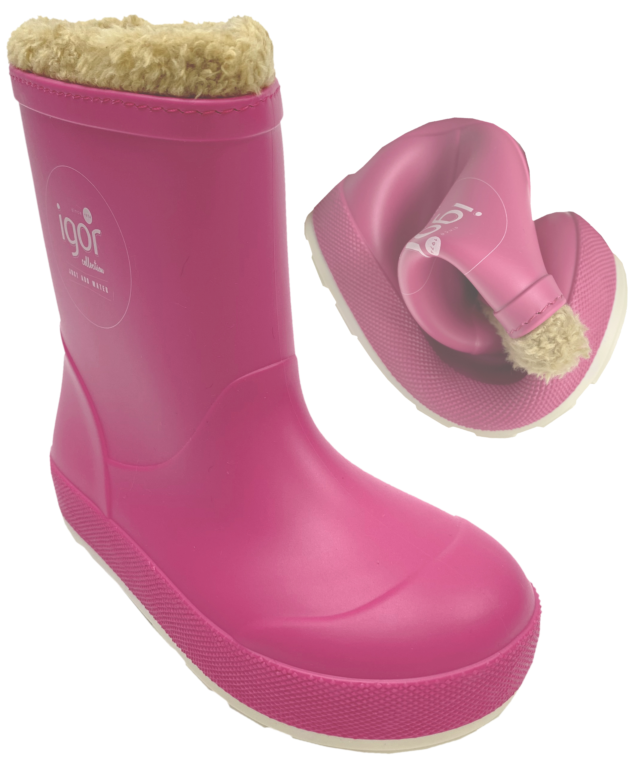 Super leichte & flexible Barfußgummistiefel mit Warmfutter von IGOR aus Spanien Yogi in Fuchsia