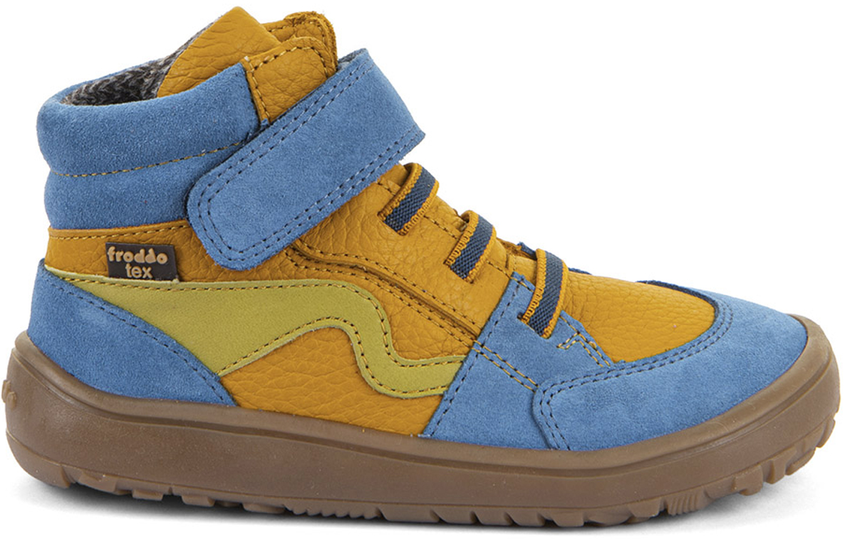Halbhohe Barfußschuhe, TEX Membran & Textil Futter FRODDO *Barefoot TEX Go * Blue Yellow G3110265