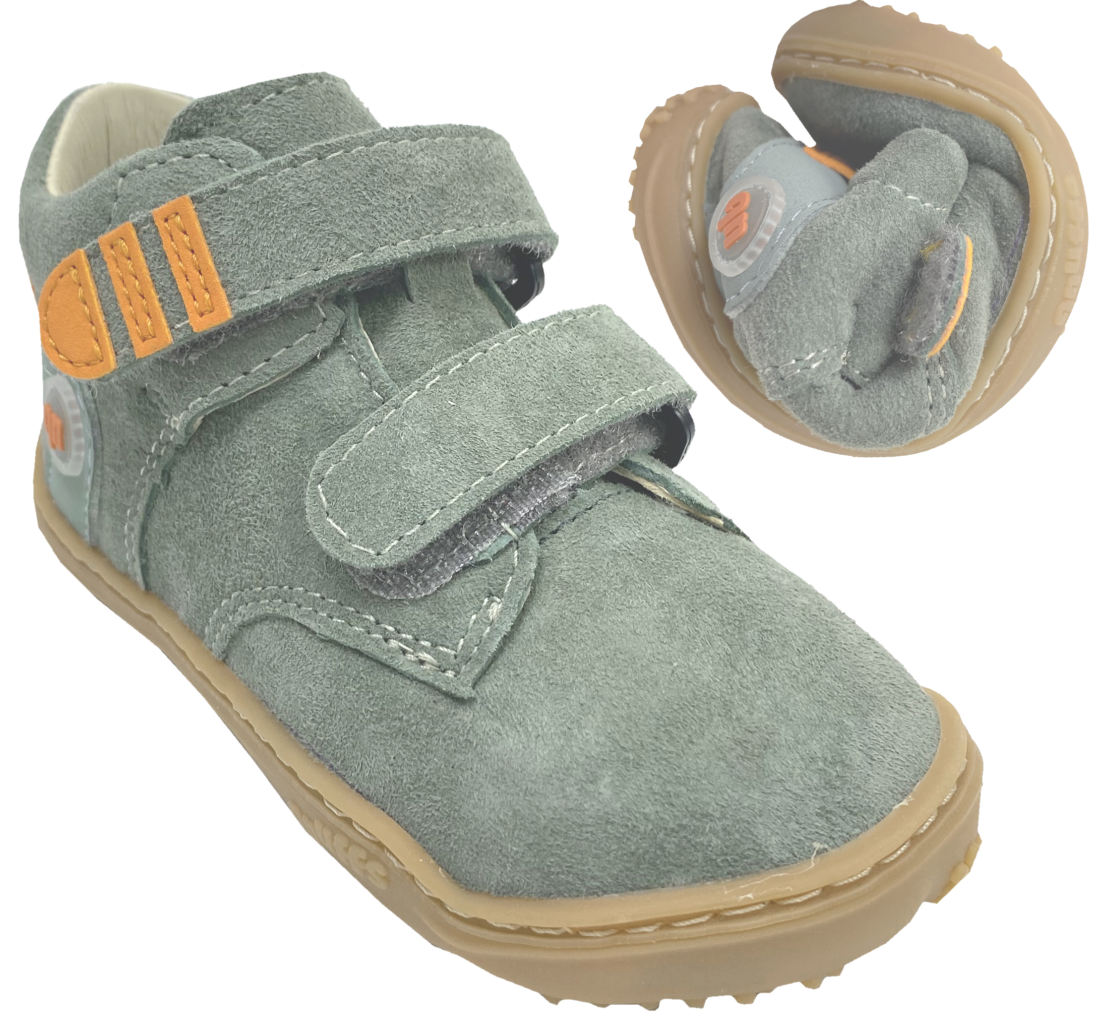 Knöchelhoher Leder Barfußschuh Kaltfutter von QNUFFS by Ricosta *BUCHE * in Salbei / River 0010132