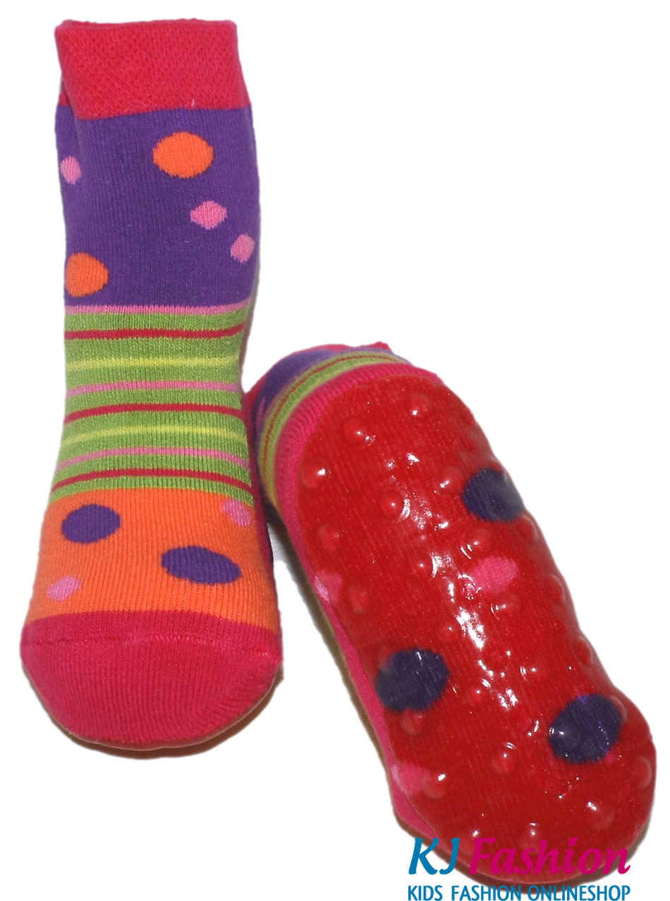 Stopper Socken / Stoppis von EWERS Modell Punkte in Orange / Lila / Lemon 27078