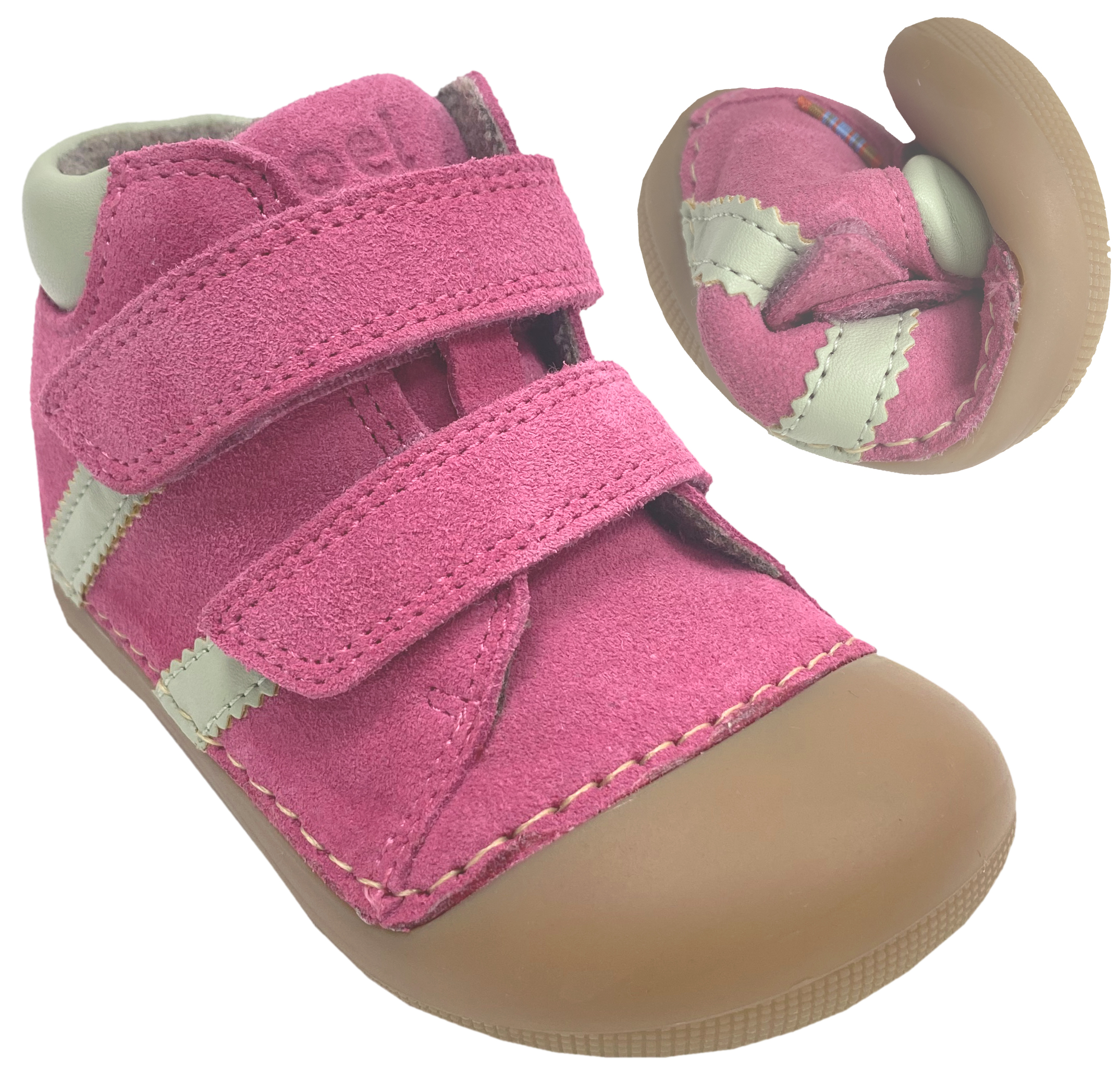 Knautschige Barfußschuhe aus Nubukleder + Merino Wollfutter AUSTIN von KOEL in Fuchsia / Pink