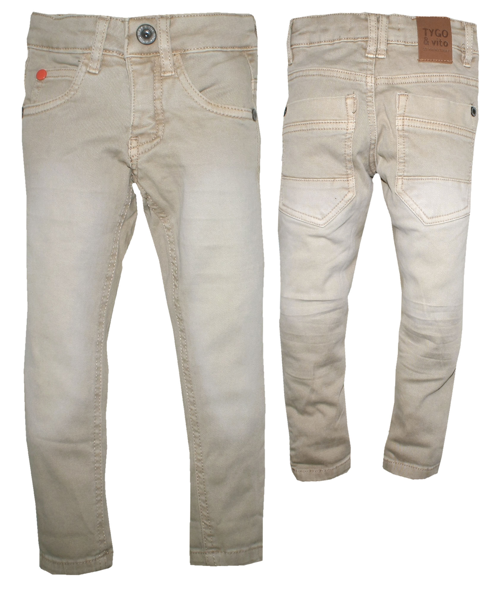 Lässig coole Jeans in Beige mit Waschung, Skinny Fitting, Bundweite Normal v. TYGO & VITO 6615-400