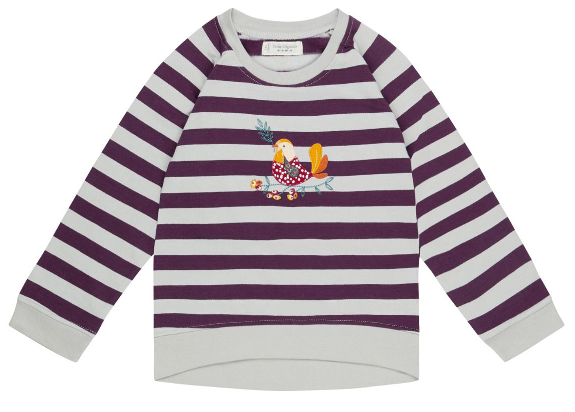 Raglansweater aus BIO BW in Grau / Violett mit wertiger  Applikation von SENSE ORGANICS 2021403