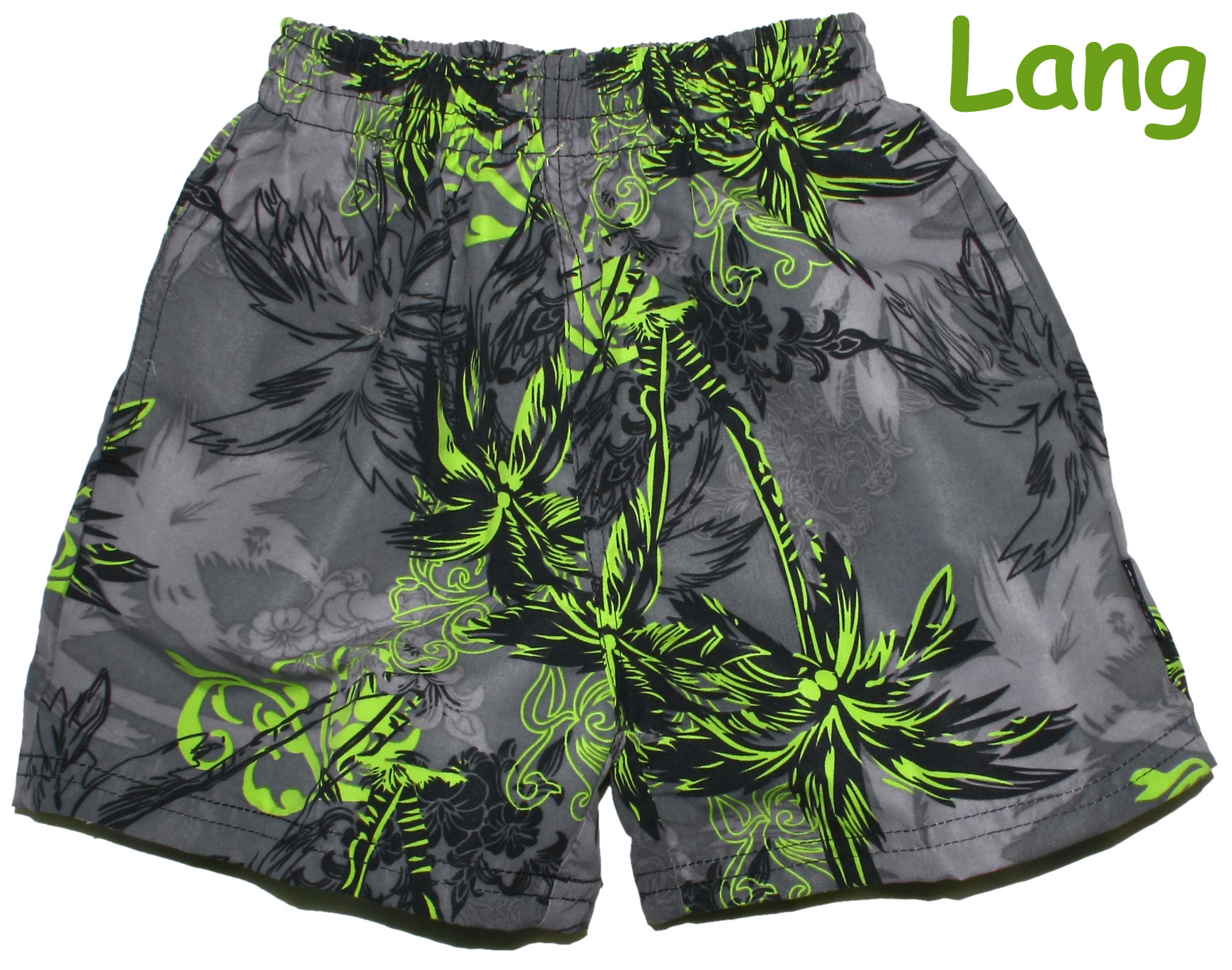 Boardshorts / Badeshorts in längerer Länge in Grau mit Palmenprint in Lemon von EleMar 9-415-02