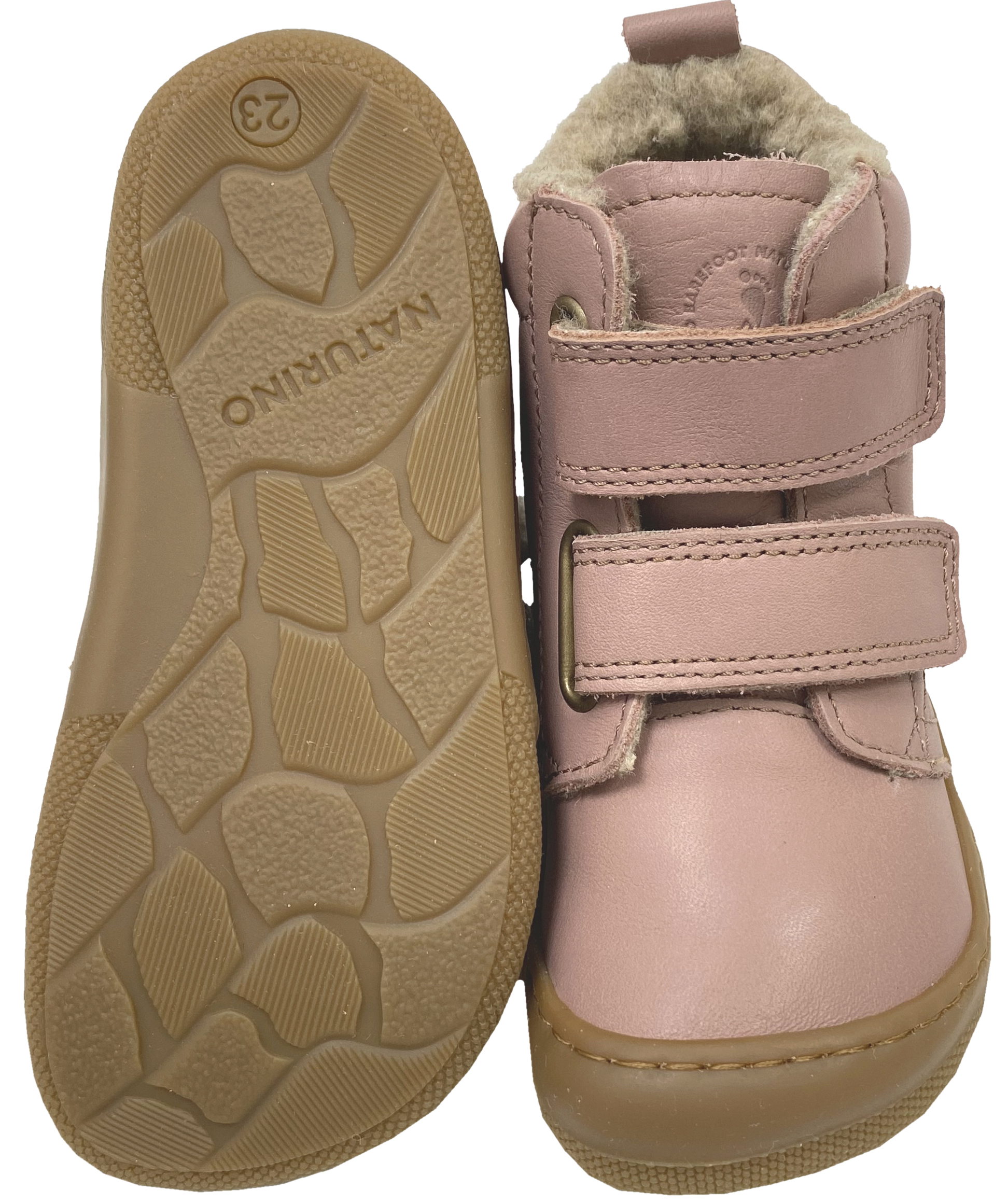 Naturino Barfuß Winterstiefel Nappa Leder *WIGGHI* m. Wollfutter in Matt Dkl Rose