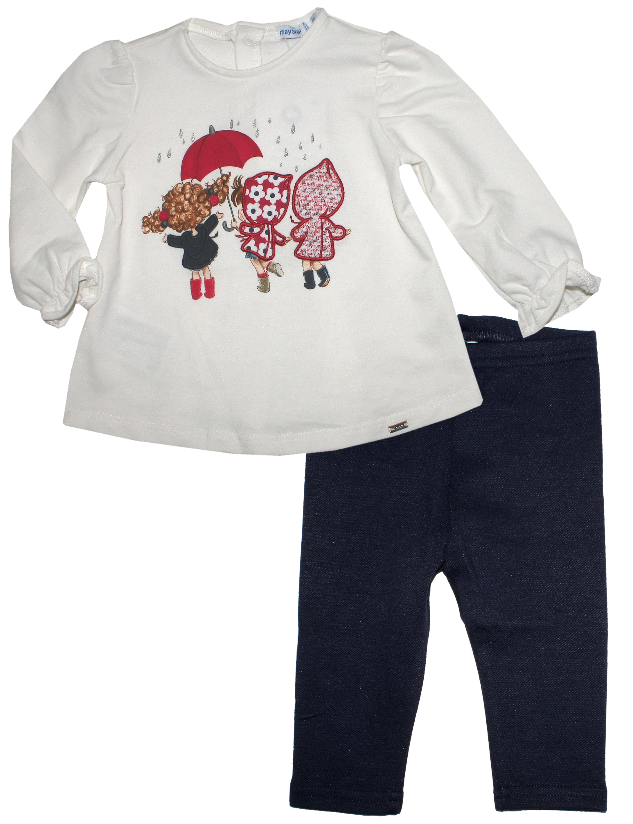 Zauberhaftes Shirt A Linie mit Tülleinsatz im Rücken, Stick auf der Front & Leggins von MAYORAL 2713