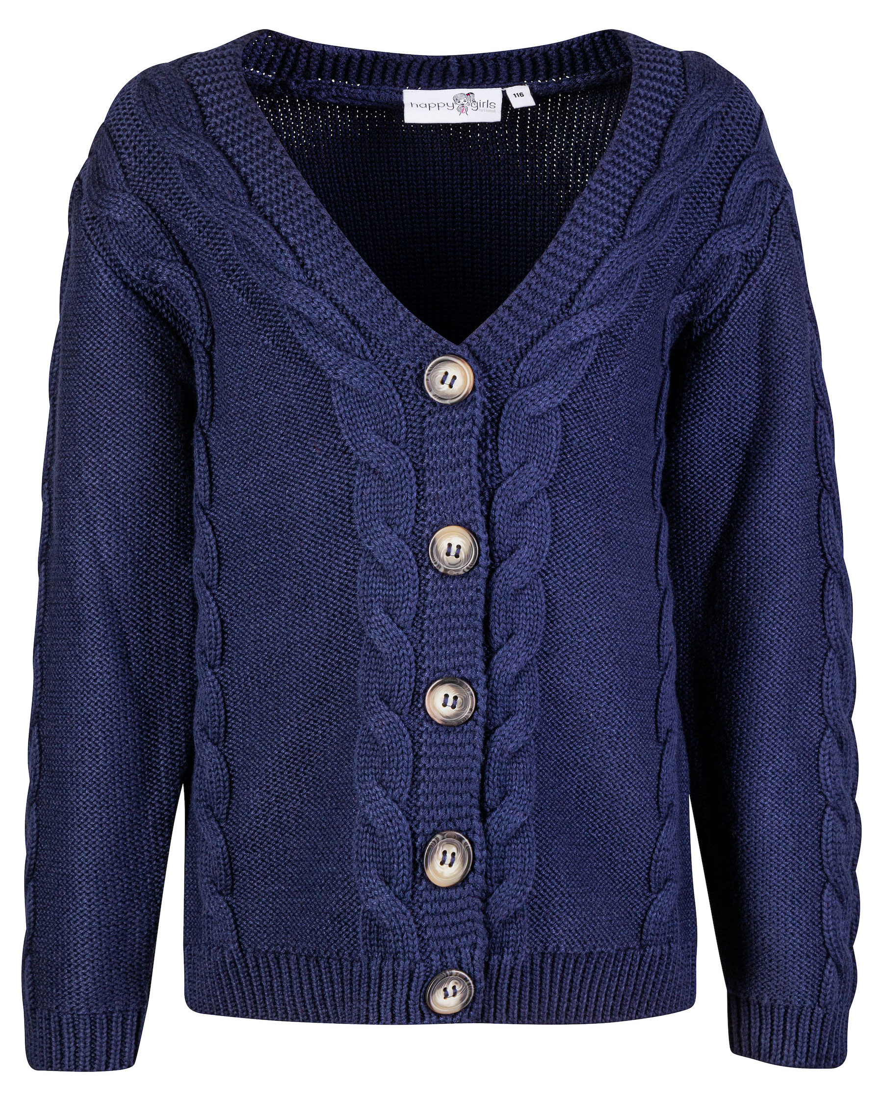 Schicke, dickere Strickjacke in Navy Blau mit Zopfmuster, V-Neck von HAPPY GIRLS  713110
