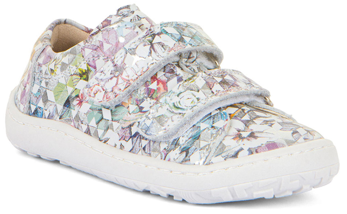 Barfußschuhe / Sneaker aus Leder mit Doppelklett in White Diamant Glitzer von FRODDO G3130240-21