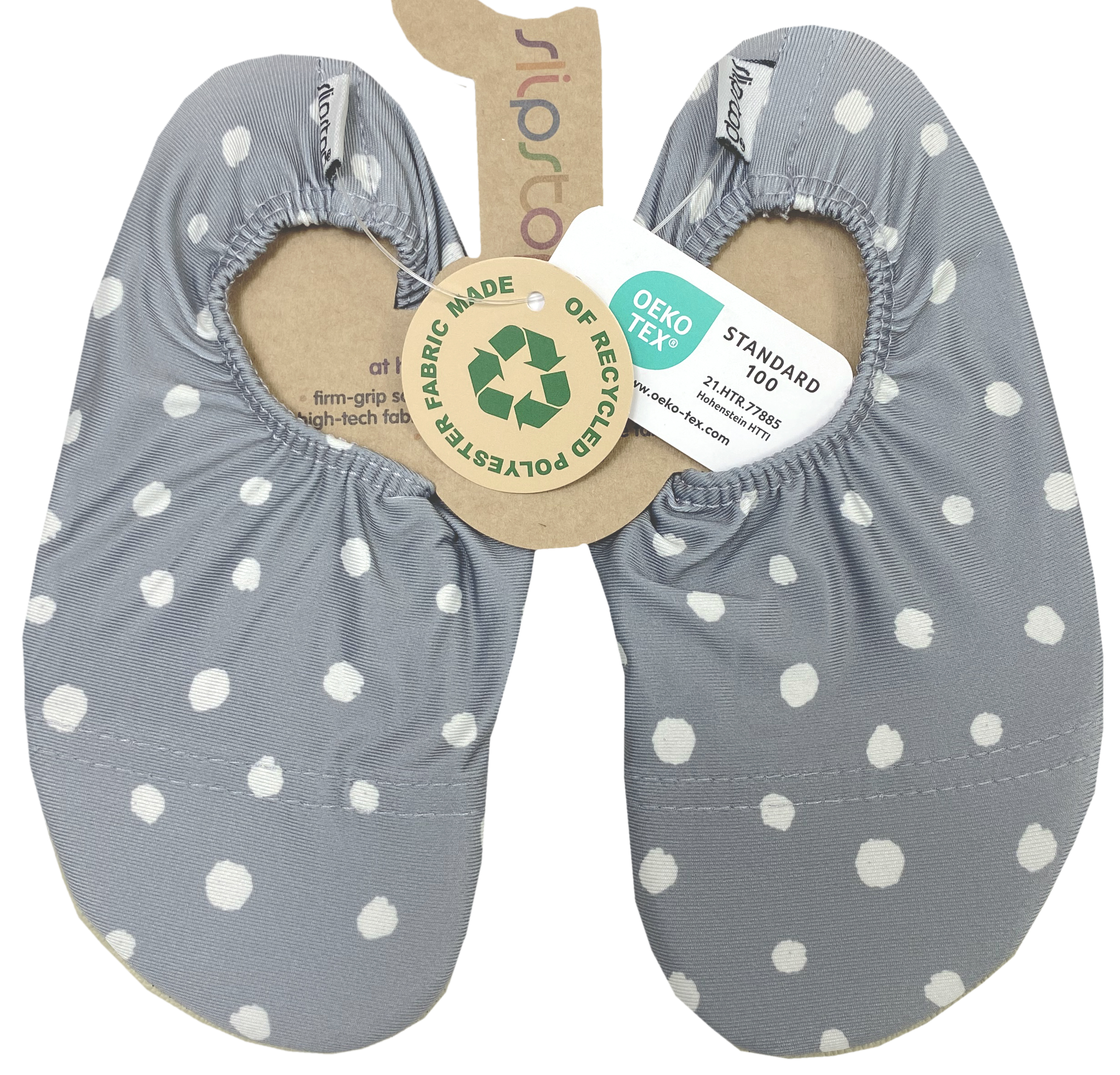 Slip Stop - Badeschuhe / Barfußschuhe / Allroundschuhe für Kids * NEBULA * Grau mit Punkten