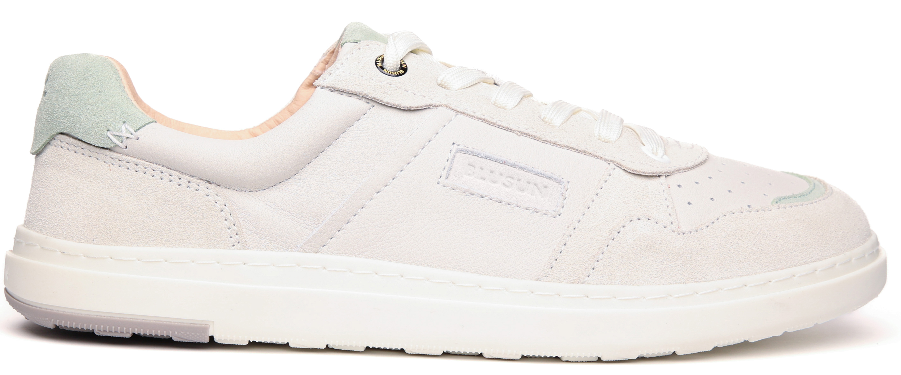 Lässiger Barfuß Sneaker aus Nappa- & Veloursleder für kräftige Füße von BLUSUN 600+ Off White Green