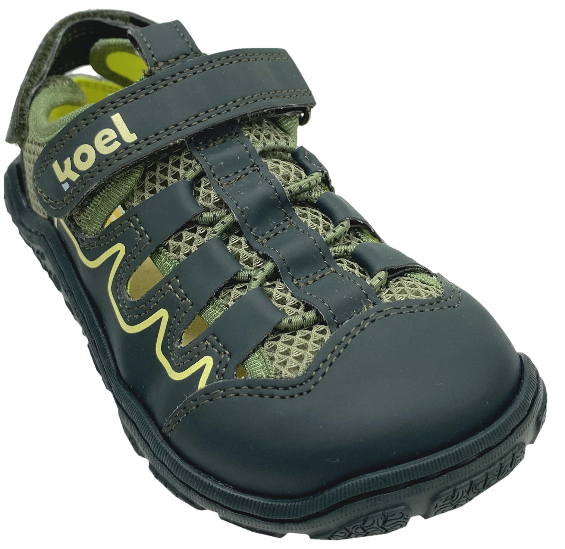 Vegane Trekking Sandale Minimalschuhe von KOEL Barefoot in Khaki REMI PU 34M008.50H