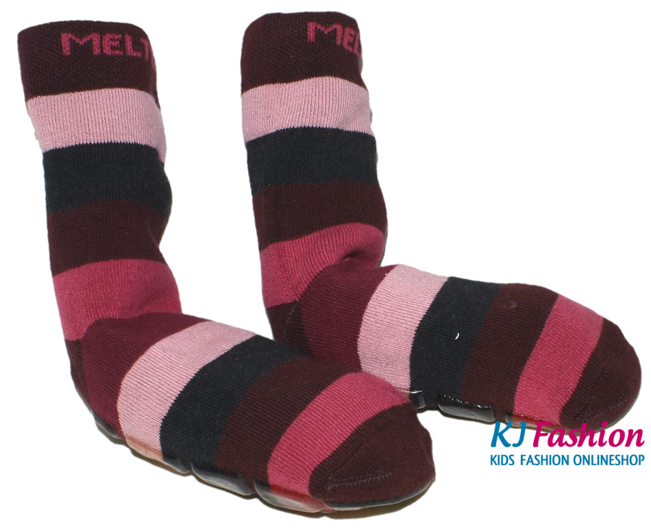 Stoppersocken aus BW Vollfrottee von MELTON * Stripe Mauve / Violett Töne * 210023-781
