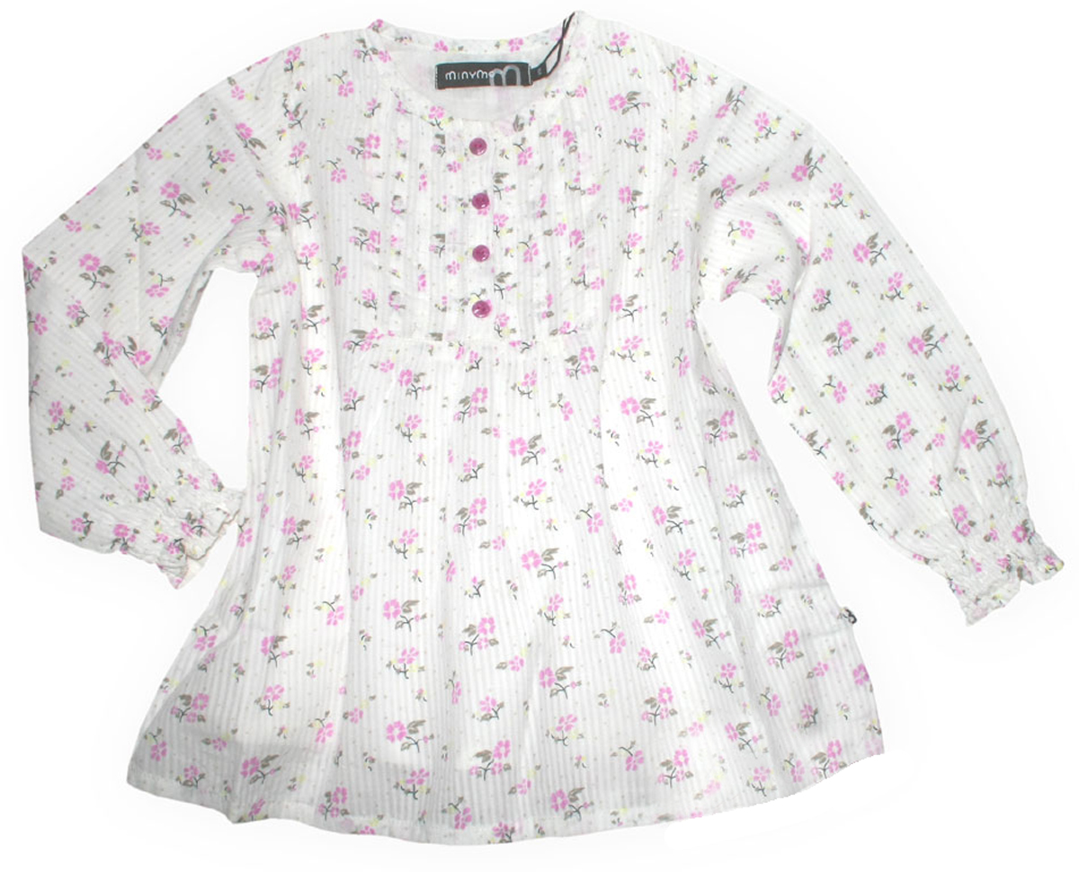 Locker leichte Bluse mit langem Arm in Weiß mit Streublumenmotiv von MINYMO 120730128