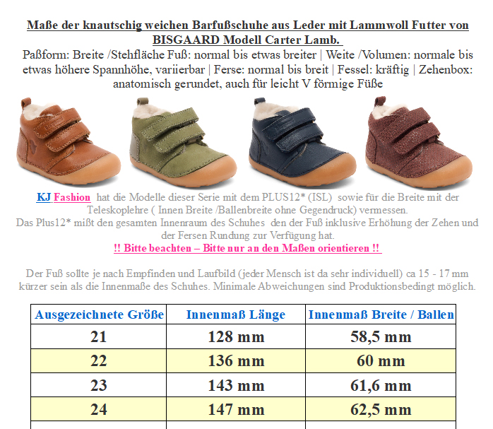 Knautschige Leder Barfußschuhe mit Lammwolle gefüttert CARTER Lamb in PLUM von BISGAARD 24113