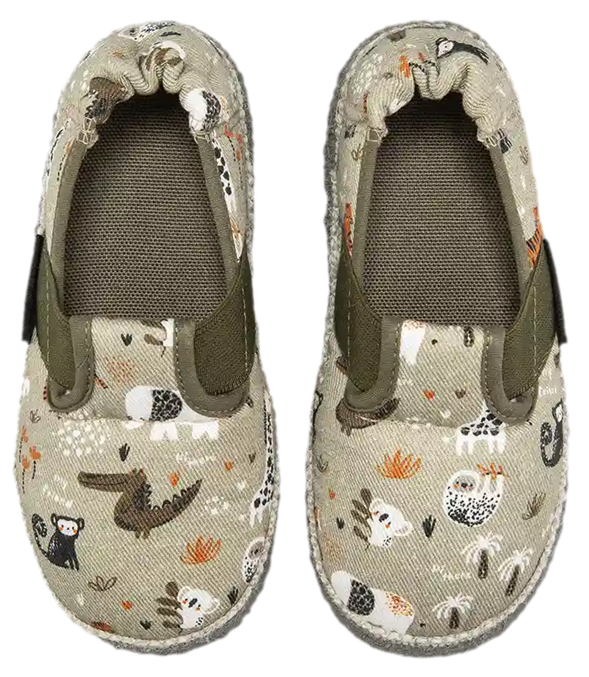 Knautschige BW Schlupf- Hausschuhe von NANGA rutschfeste Sohle " AFRIKA " in Khaki Grün