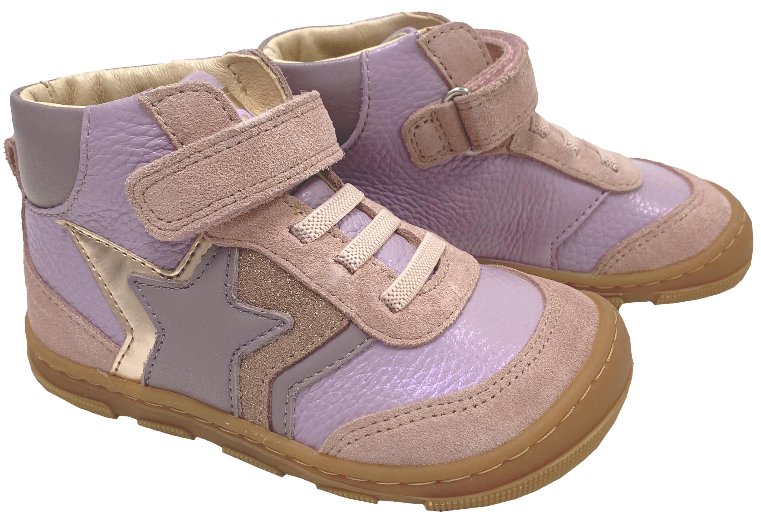 Knöchelhoher Barfußschuh aus Leder Kaltfutter v. KOEL Extra Wide * Kris * Lila Rosa Glitzer 15W004.151