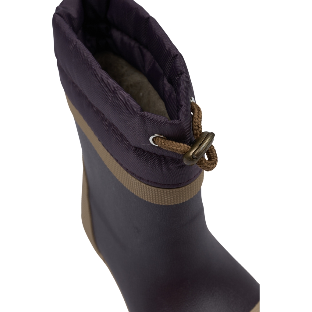 Barfuß Gummistiefel Winterfutter Wollmix in DKL Violett Plum Uni von MIKK LINE