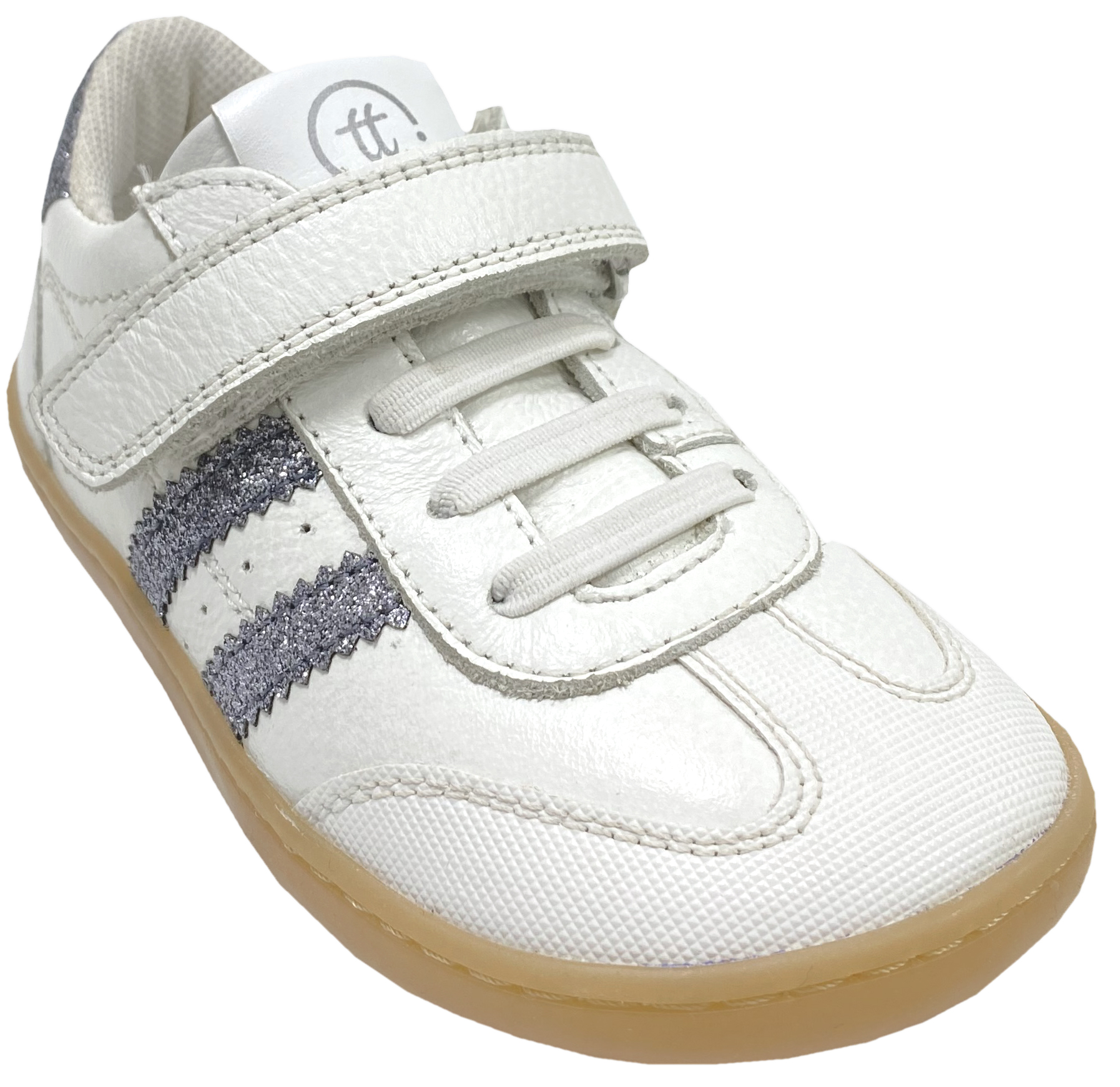 Barfuß-Sneaker, Non-Marking Sohle, Weiß/ Silber Glitzer von CHETTO Barefoot
