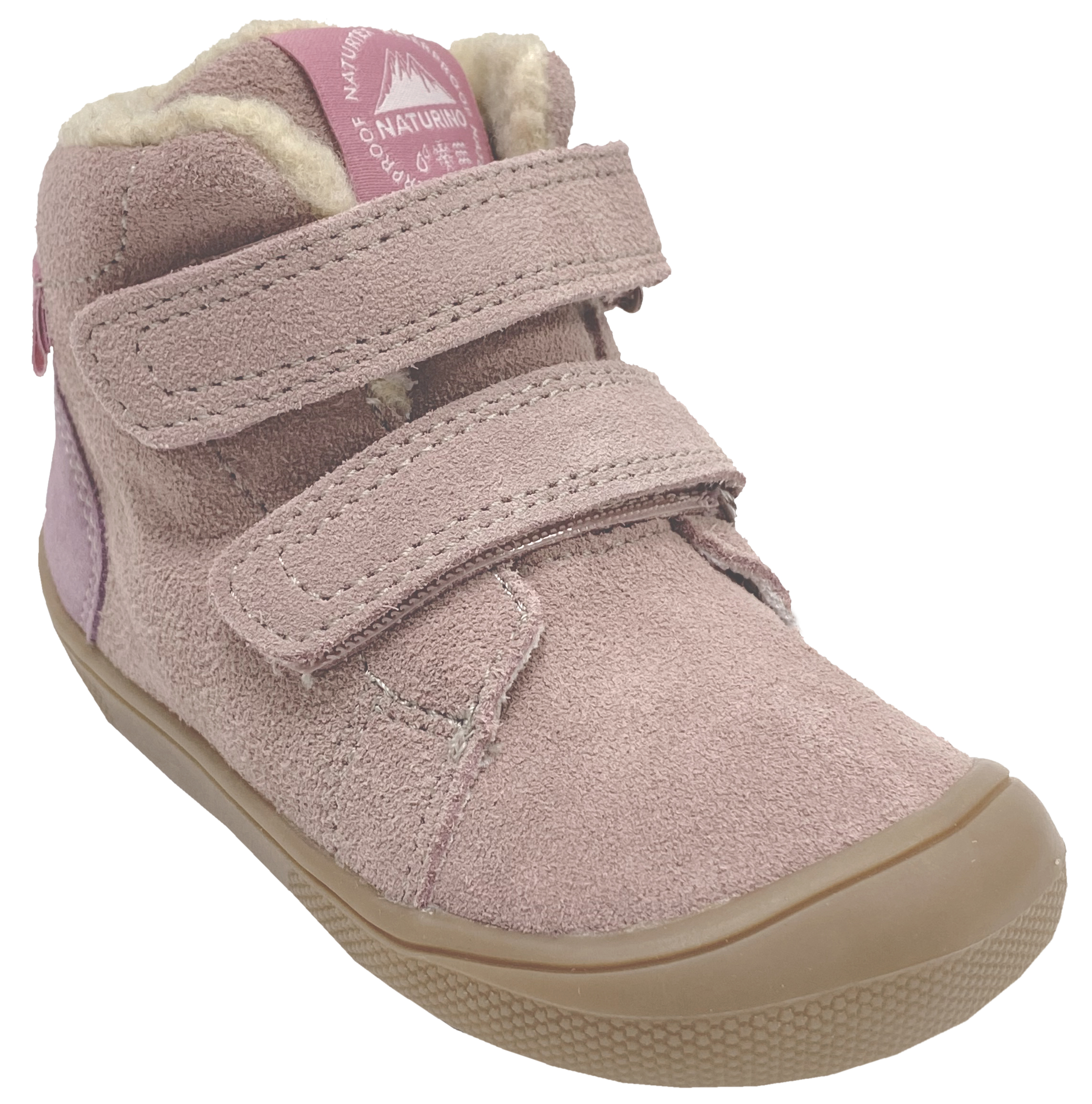 Knautschige Winterstiefel > NATURINO Barefoot < SUEDE Leder + TEX Membran *SPINNI* in Rose Magnolia