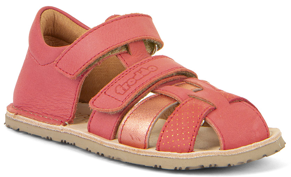 Leder Barfußsandalen, Fersenschutz & Zehenschutz, Coral Glitzer von FRODDO Flexy G3150283