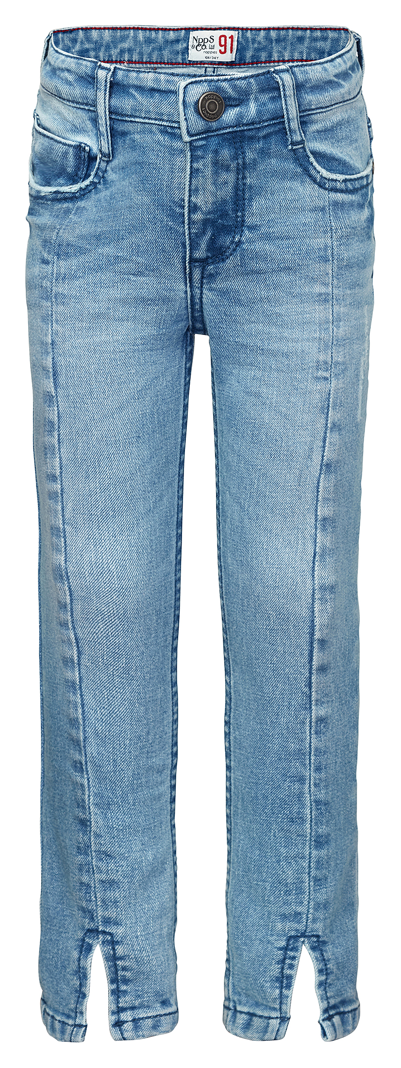 Coole Skinny Fit Jeans in Bleached Blue Destroyed mmit geschlitztem Bein von NOPPIES  2511014
