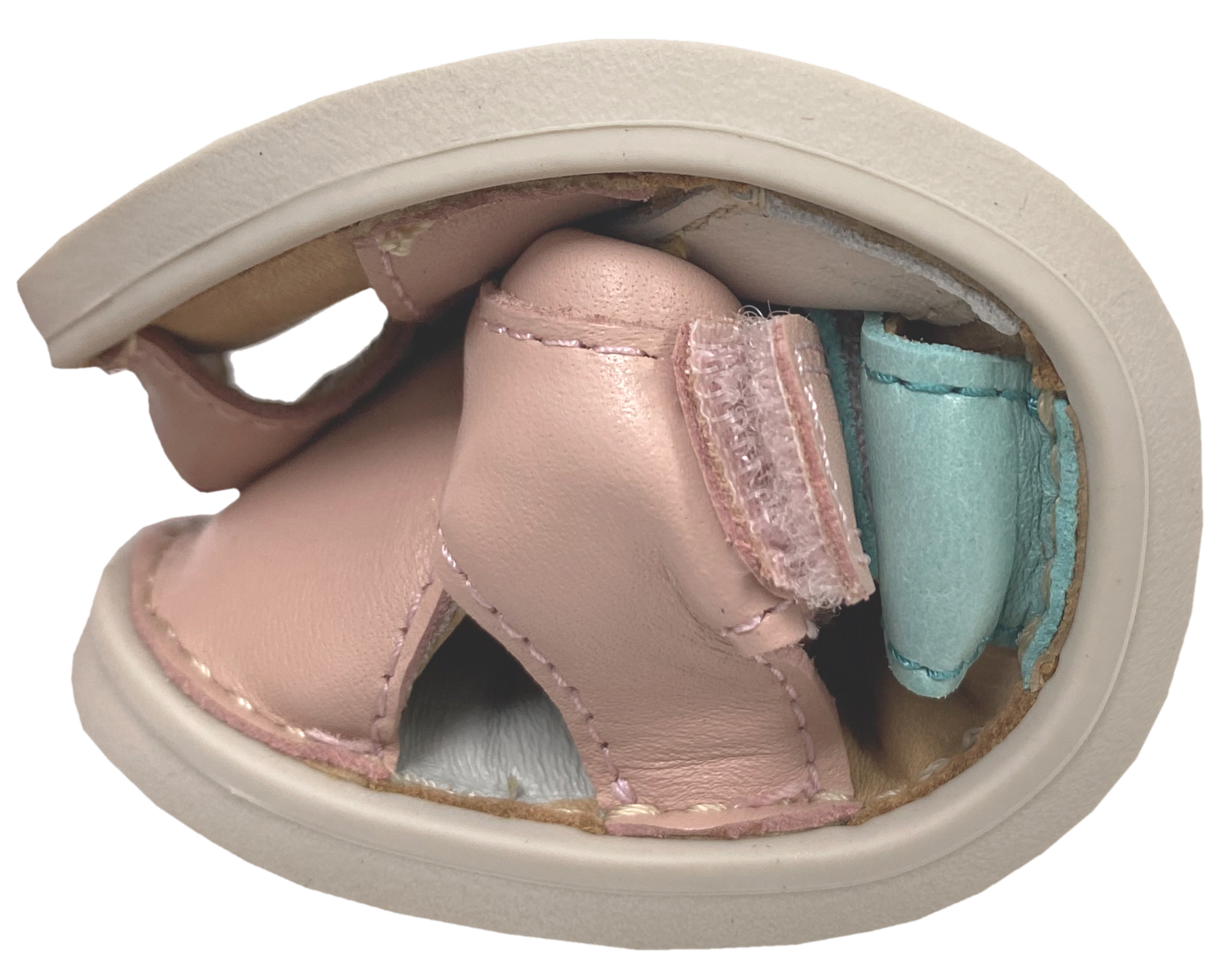 Leder Riemchen Sandalen Barfußschuhe, Zehen & Fersenschutz von D.D.Step Barefoot in Pink Bunt