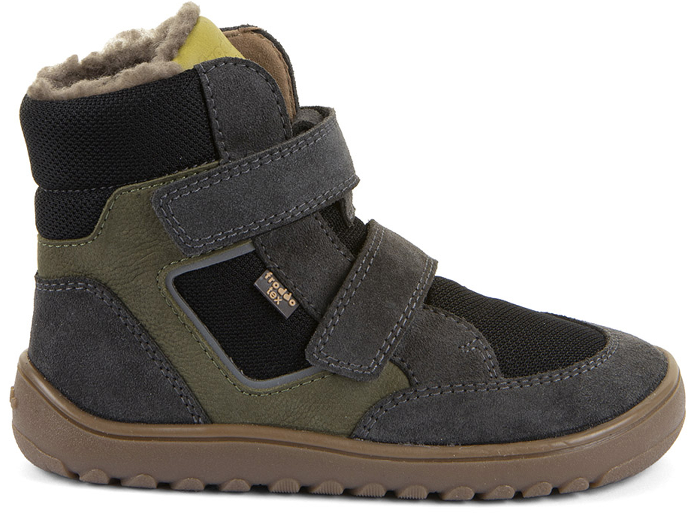 Barfußschuhe / Winterstiefel + Schurwollfutter Barefoot UP Hill Wool von FRODDO Grey/Black /Olive G3160262
